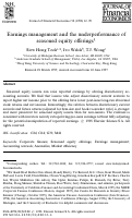 Cover page: Earnings management and the underperformance of seasoned equity offerings