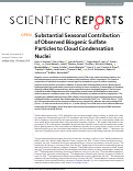 Cover page: Substantial Seasonal Contribution of Observed Biogenic Sulfate Particles to Cloud Condensation Nuclei.