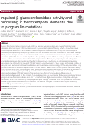 Cover page: Impaired β-glucocerebrosidase activity and processing in frontotemporal dementia due to progranulin mutations