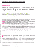 Cover page: Gene Sequencing Identifies Perturbation in Nitric Oxide Signaling as a Nonlipid Molecular Subtype of Coronary Artery Disease