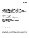 Cover page: Preliminary 3-D site-scale studies of radioactive colloid transort in the unsaturated zone 
at Yucca Mountain, Nevada