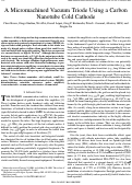 Cover page: A Micromachined Vacuum Triode Using a Carbon Nanotube Cold Cathode