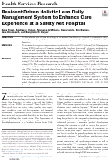 Cover page: Resident-Driven Holistic Lean Daily Management System to Enhance Care Experience at a Safety Net Hospital.