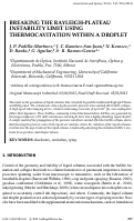 Cover page: BREAKING THE RAYLEIGH-PLATEAU INSTABILITY LIMIT USING THERMOCAVITATION WITHIN A DROPLET