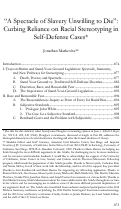 Cover page: “A Spectacle of Slavery Unwilling to Die”: Curbing Reliance on Racial Stereotyping in Self-Defense Cases