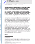 Cover page: Pharmacotherapy in Older Adults with Cardiovascular Disease: Report from an American College of Cardiology, American Geriatrics Society, and National Institute on Aging Workshop.