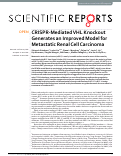 Cover page: CRISPR-Mediated VHL Knockout Generates an Improved Model for Metastatic Renal Cell Carcinoma