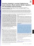 Cover page: Protective immunity in recurrent Staphylococcus aureus infection reflects localized immune signatures and macrophage-conferred memory.