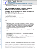 Cover page: Fear of Falling after Hip Fracture: Prevalence, Course, and Relationship with One-Year Functional Recovery