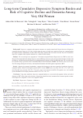 Cover page: Long-term cumulative depressive symptom burden and risk of cognitive decline and dementia among very old women.