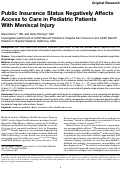 Cover page: Public Insurance Status Negatively Affects Access to Care in Pediatric Patients With Meniscal Injury