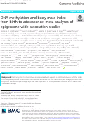 Cover page: DNA methylation and body mass index from birth to adolescence: meta-analyses of epigenome-wide association studies