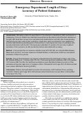 Cover page: Emergency Department Length of Stay: Accuracy of Patient Estimates