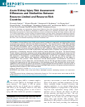 Cover page: Acute Kidney Injury Risk Assessment: Differences and Similarities Between Resource-Limited and Resource-Rich Countries