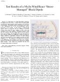 Cover page: Test Results of a Nb3Sn Wind/React "Stress-Managed" Block Dipole