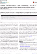 Cover page: Complete Genome Sequence of Canine Papillomavirus Virus Type 12