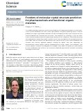 Cover page: Frontiers of molecular crystal structure prediction for pharmaceuticals and functional organic materials.