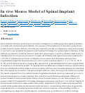 Cover page: In vivo Mouse Model of Spinal Implant Infection.