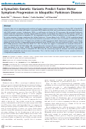 Cover page: α-Synuclein Genetic Variants Predict Faster Motor Symptom Progression in Idiopathic Parkinson Disease