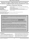 Cover page: Discharge Navigator: Implementation and Cross-Sectional Evaluation of a Digital Decision Tool for Social Resources upon Emergency Department Discharge