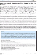 Cover page: Common Genetic Variation and the Control of HIV-1 in Humans