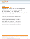 Cover page: Macroscopic helical chirality and self-motion of hierarchical self-assemblies induced by enantiomeric small molecules