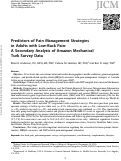 Cover page: Predictors of Pain Management Strategies in Adults with Low-Back Pain: A Secondary Analysis of Amazon Mechanical Turk Survey Data