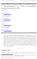 Cover page: Content-based Instruction (CBI) for the Social Future: A Recommendation for Critical Content-Based Language Instruction (CCBI)