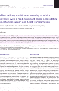 Cover page: Giant cell myocarditis masquerading as orbital myositis with a rapid, fulminant course necessitating mechanical support and heart transplantation