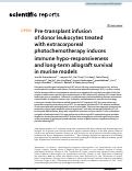 Cover page: Pre-transplant infusion of donor leukocytes treated with extracorporeal photochemotherapy induces immune hypo-responsiveness and long-term allograft survival in murine models