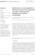 Cover page: Optimization of electroporation method and promoter evaluation for type-1 methanotroph, Methylotuvimicrobium alcaliphilum.