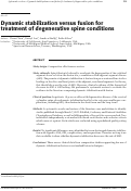 Cover page: Dynamic stabilization versus fusion for treatment of degenerative spine conditions