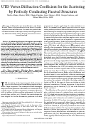 Cover page: UTD Vertex Diffraction Coefficient for the Scattering by Perfectly Conducting Faceted Structures