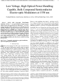 Cover page: Low Voltage, High Optical Power Handling Capable, Bulk Compound Semiconductor Electro-Optic Modulators at 1550 nm