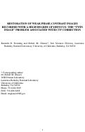 Cover page: RESTORATION OF WEAK PHASE-CONTRAST IMAGES RECORDED WITH A HIGH DEGREE OF DEFOCUS: THE "TWIN IMAGE" PROBLEM ASSOCIATED WITH CTF CORRECTION