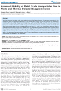 Cover page: Increased Mobility of Metal Oxide Nanoparticles Due to Photo and Thermal Induced Disagglomeration