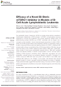 Cover page: Efficacy of a Novel Bi-Steric mTORC1 Inhibitor in Models of B-Cell Acute Lymphoblastic Leukemia