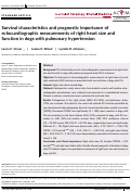 Cover page: Survival characteristics and prognostic importance of echocardiographic measurements of right heart size and function in dogs with pulmonary hypertension