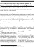 Cover page: Prevalence of Coronary Artery–Pulmonary Artery Collaterals in Patients with Chronic Thromboembolic Pulmonary Hypertension