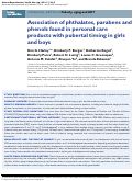 Cover page: Association of phthalates, parabens and phenols found in personal care products with pubertal timing in girls and boys