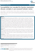 Cover page: Susceptibility loci revealed for bovine respiratory disease complex in pre-weaned holstein calves