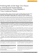 Cover page: Predicting Risk of End-Stage Liver Disease in Antiretroviral-Treated Human Immunodeficiency Virus/Hepatitis C Virus-Coinfected Patients.