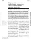 Cover page: Antigen-specific expansion and differentiation of natural killer cells by alloantigen stimulation