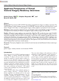 Cover page: Applicant Perspectives of Virtual General Surgery Residency Interviews