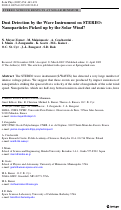 Cover page: Dust Detection by the Wave Instrument on STEREO: Nanoparticles Picked up by the Solar Wind?