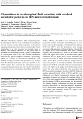 Cover page: Chemokines in cerebrospinal fluid correlate with cerebral metabolite patterns in HIV-infected individuals