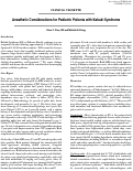 Cover page: Anesthetic Considerations for Pediatric Patients with Kabuki Syndrome