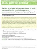 Cover page: Origins of atrophy in Parkinson linked to early onset and local transcription patterns