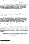 Cover page: Constitutional Restrictions on Regulation by American States