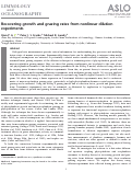 Cover page: Recovering growth and grazing rates from nonlinear dilution experiments